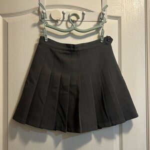 Gray Pleated Mini Skirt